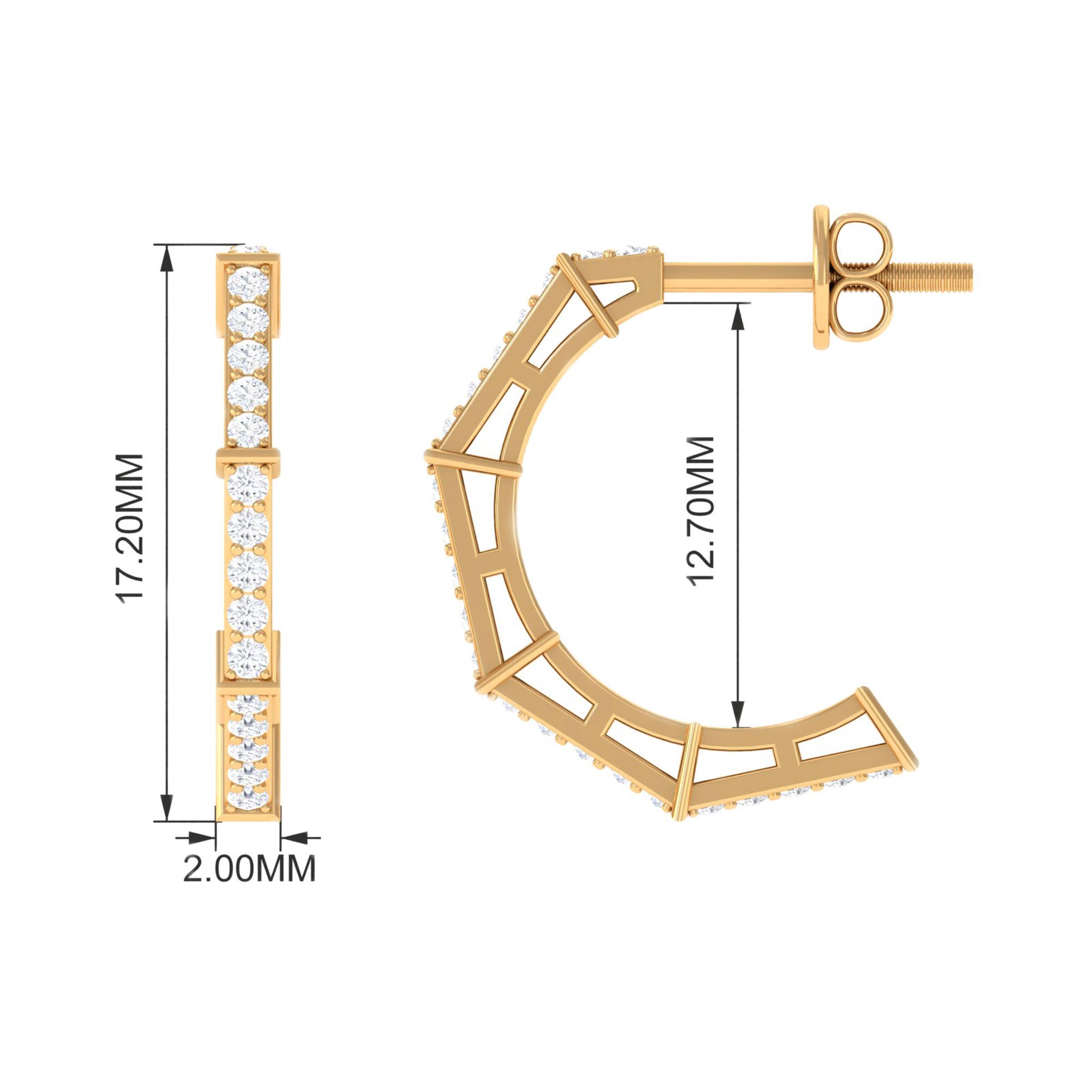 1/2 CT Pave Set Diamond Half Hoop Earrings
