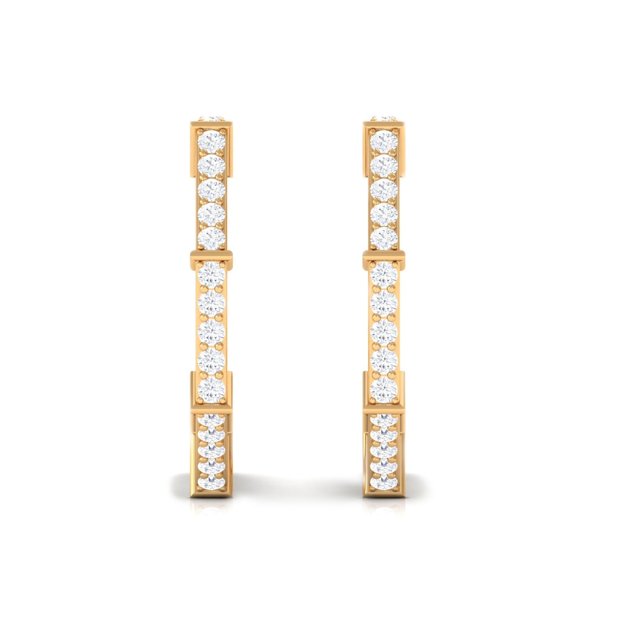 1/2 CT Pave Set Diamond Half Hoop Earrings