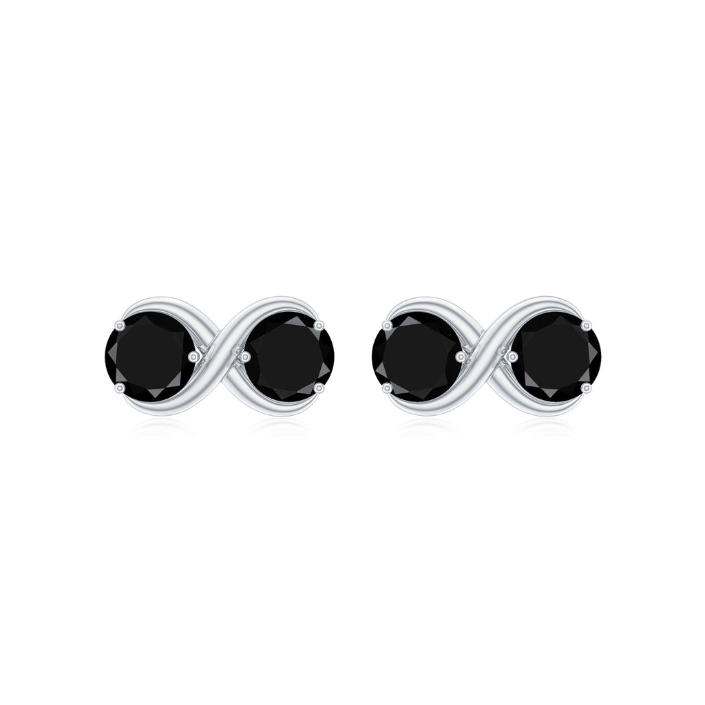 Natural Black Onyx Infinity Earrings with Screw Back
