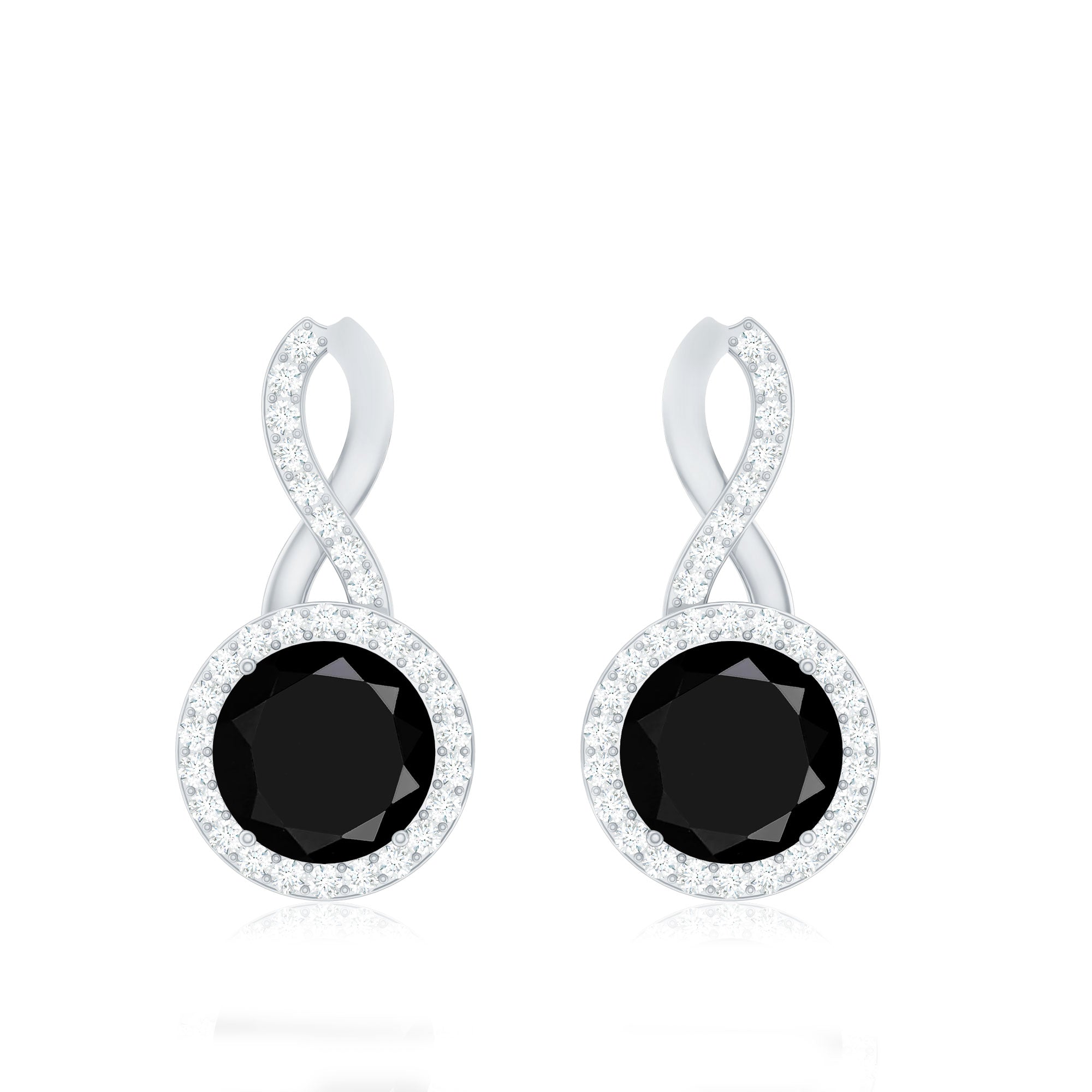 1.6 Carat Lab Grown Black and White Diamond Infinity Stud Earrings