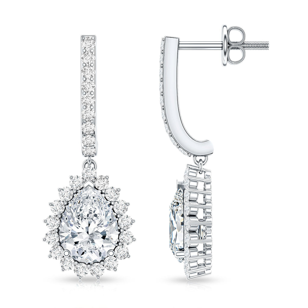 Certified Zircon Teardrop Bridal Hoop Drop Earrings