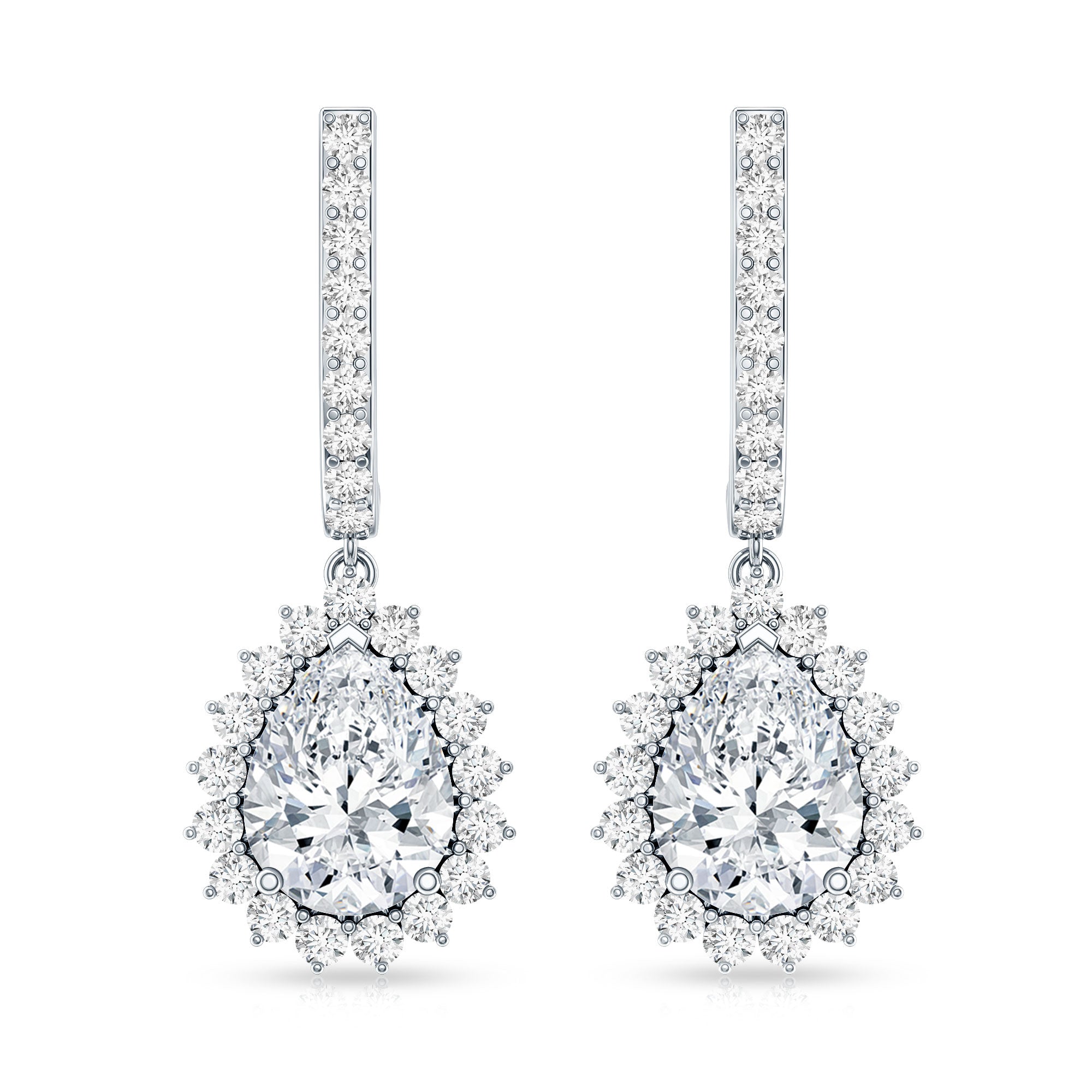 Certified Zircon Teardrop Bridal Hoop Drop Earrings