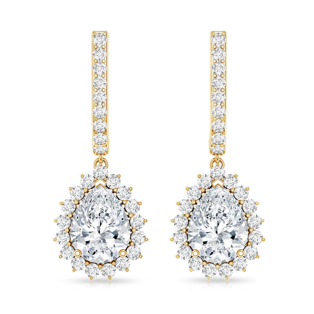 Certified Zircon Teardrop Bridal Hoop Drop Earrings