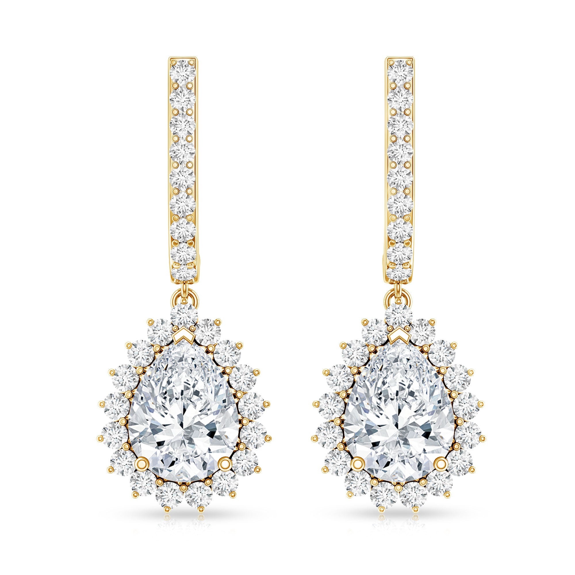 Certified Zircon Teardrop Bridal Hoop Drop Earrings
