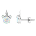 1 Carat Ethiopian Opal Unicorn Stud Earrings for Women