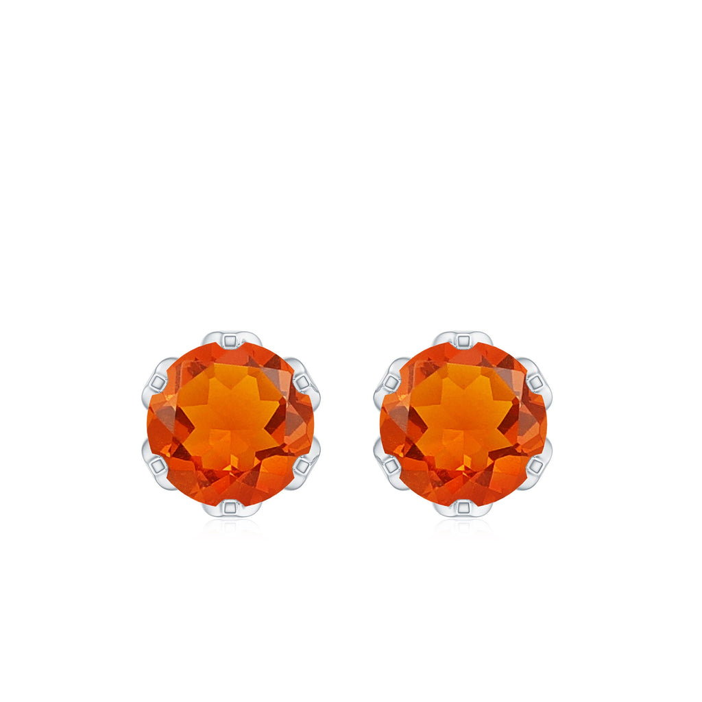 Certified Natural Fire Opal Stud Earrings with Screw Back