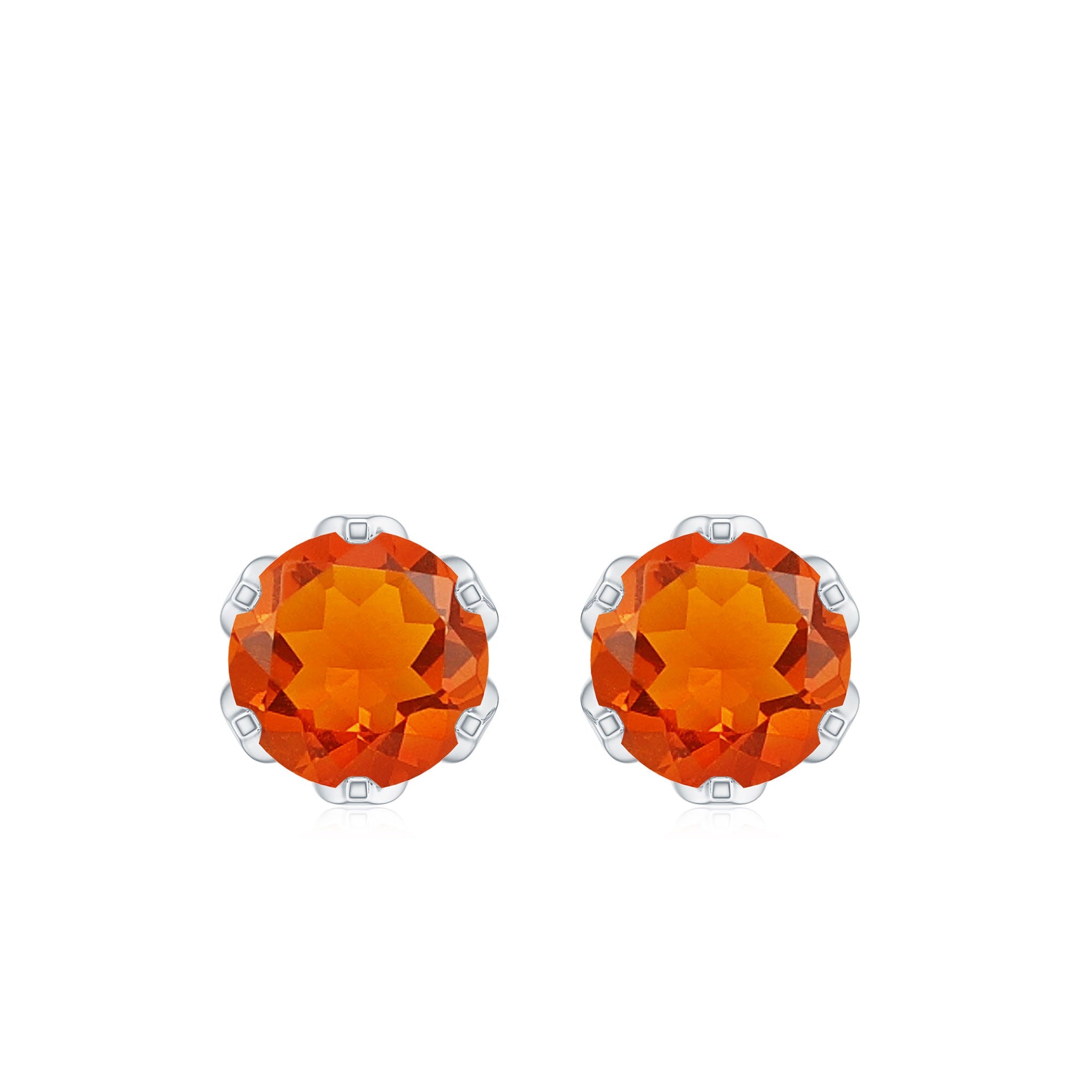 Certified Natural Fire Opal Stud Earrings with Screw Back