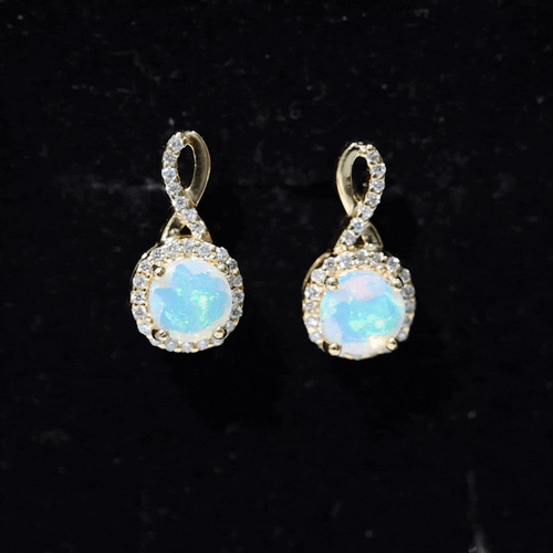 1 Carat Ethiopian Opal and Diamond Infinity Stud Earrings
