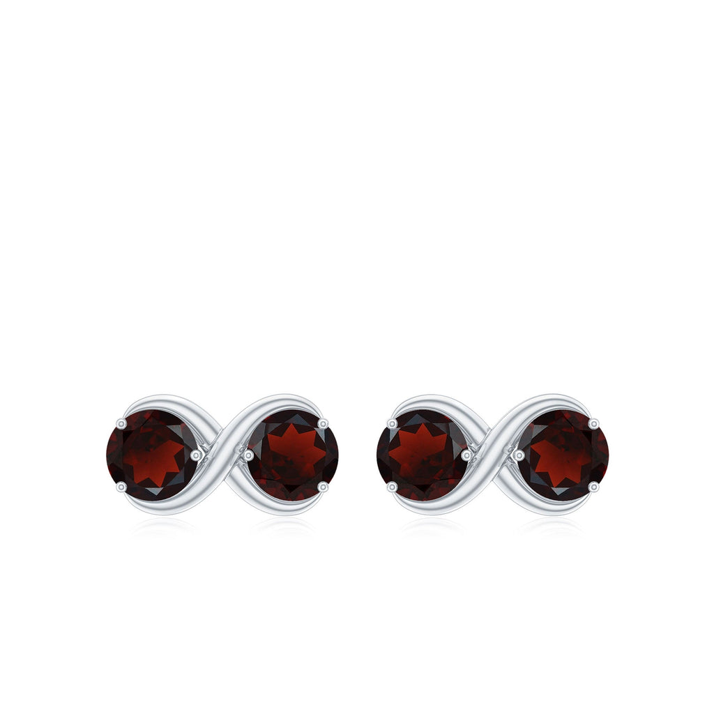 Natural Garnet Infinity Stud Earrings with Screw Backs