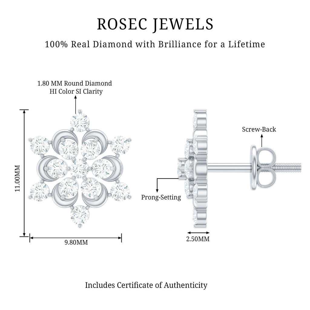 Certified Diamond Snowflake Stud Earrings