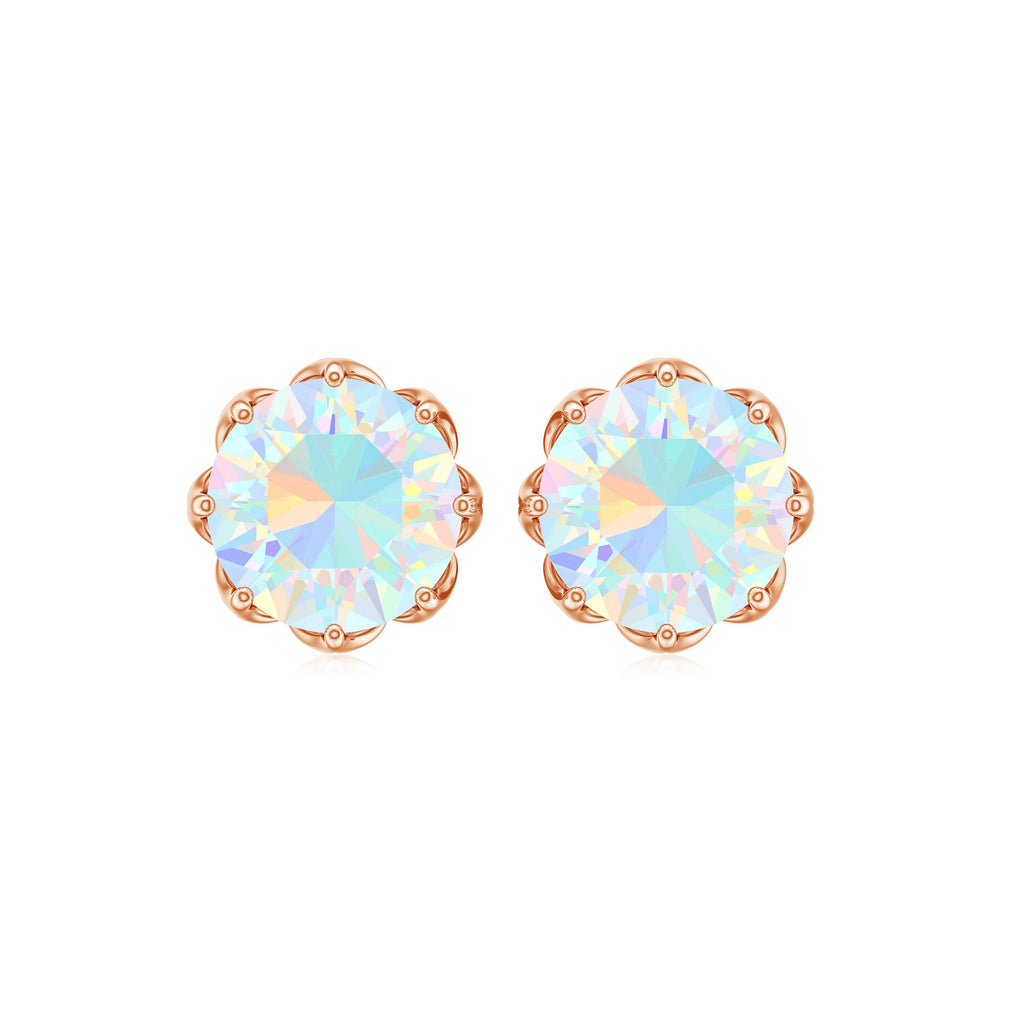 6 MM Decorative Ethiopian Opal Solitaire Stud Earrings