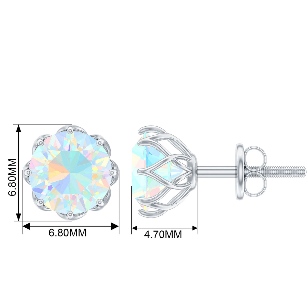 6 MM Decorative Ethiopian Opal Solitaire Stud Earrings