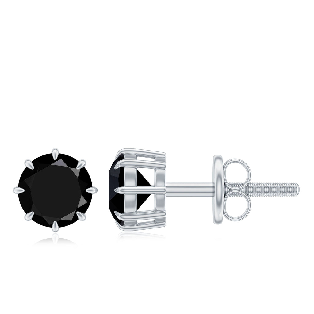 Solitaire 1.6 Carat Lab Created Black Diamond Stud Earrings