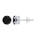 3 Carat Genuine Black Spinel Crown Stud Earrings