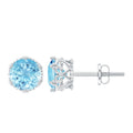 1.6 Carat Genuine Aquamarine Crown Stud Earrings