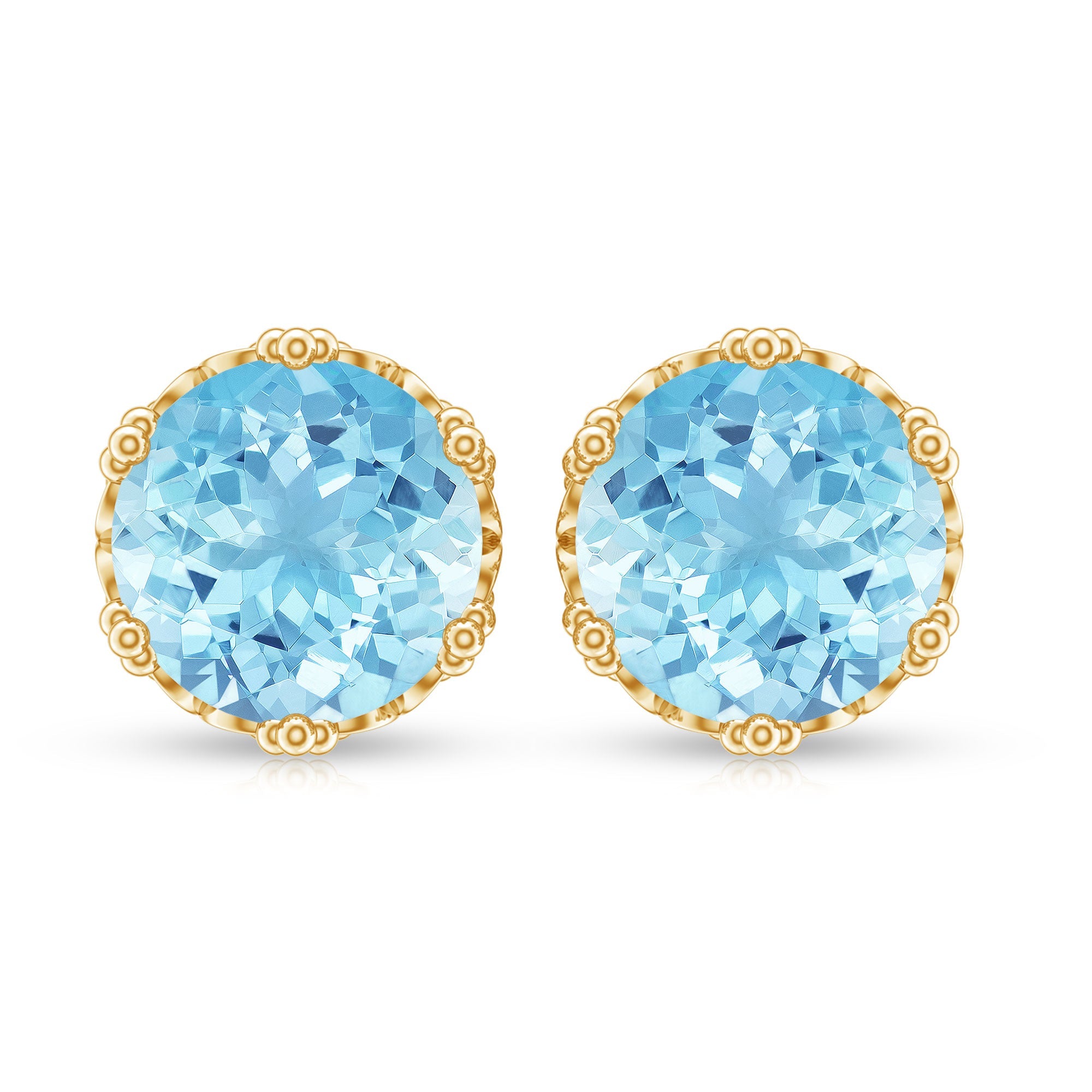 1.6 Carat Genuine Aquamarine Crown Stud Earrings