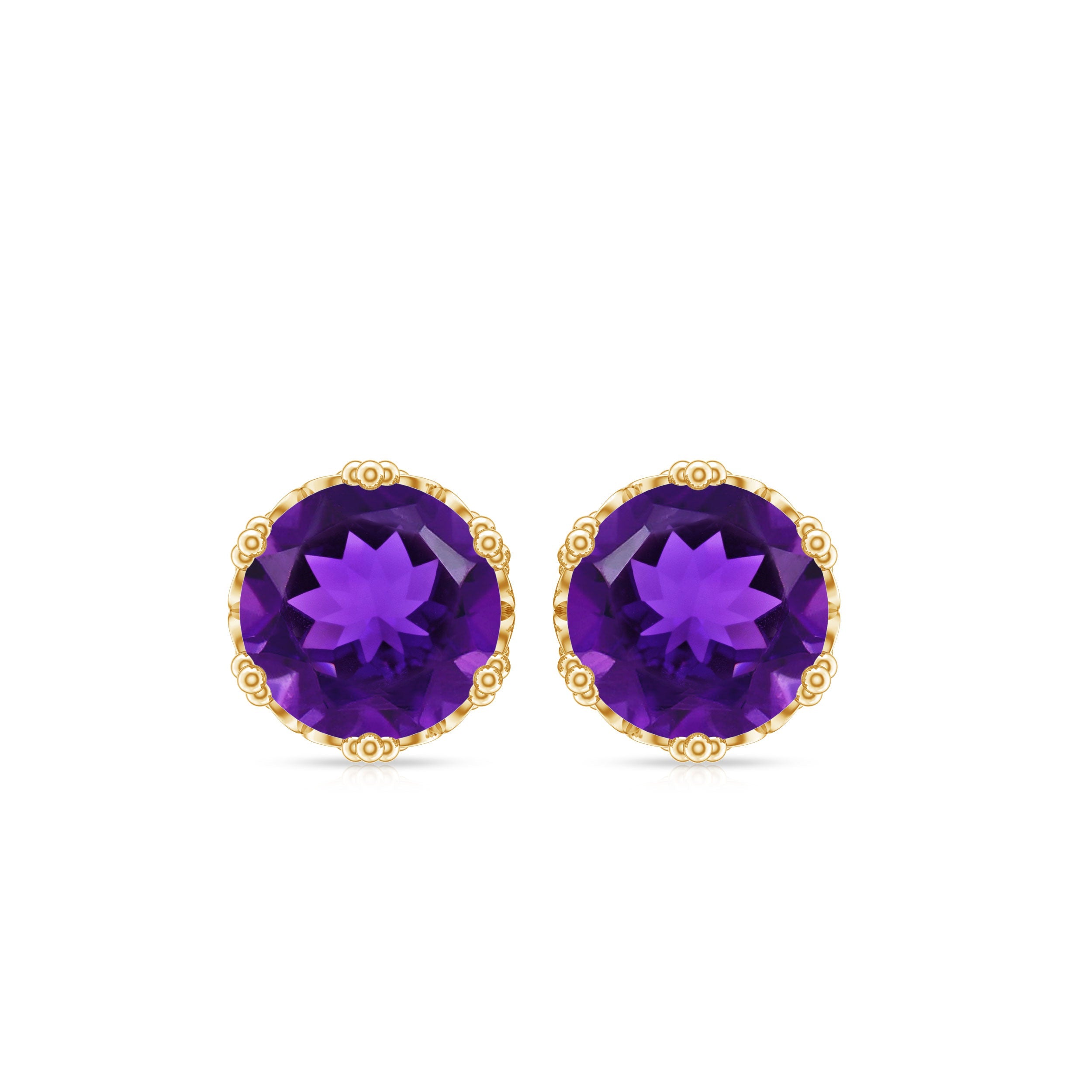 Genuine Amethyst Stud Earrings with Certificate