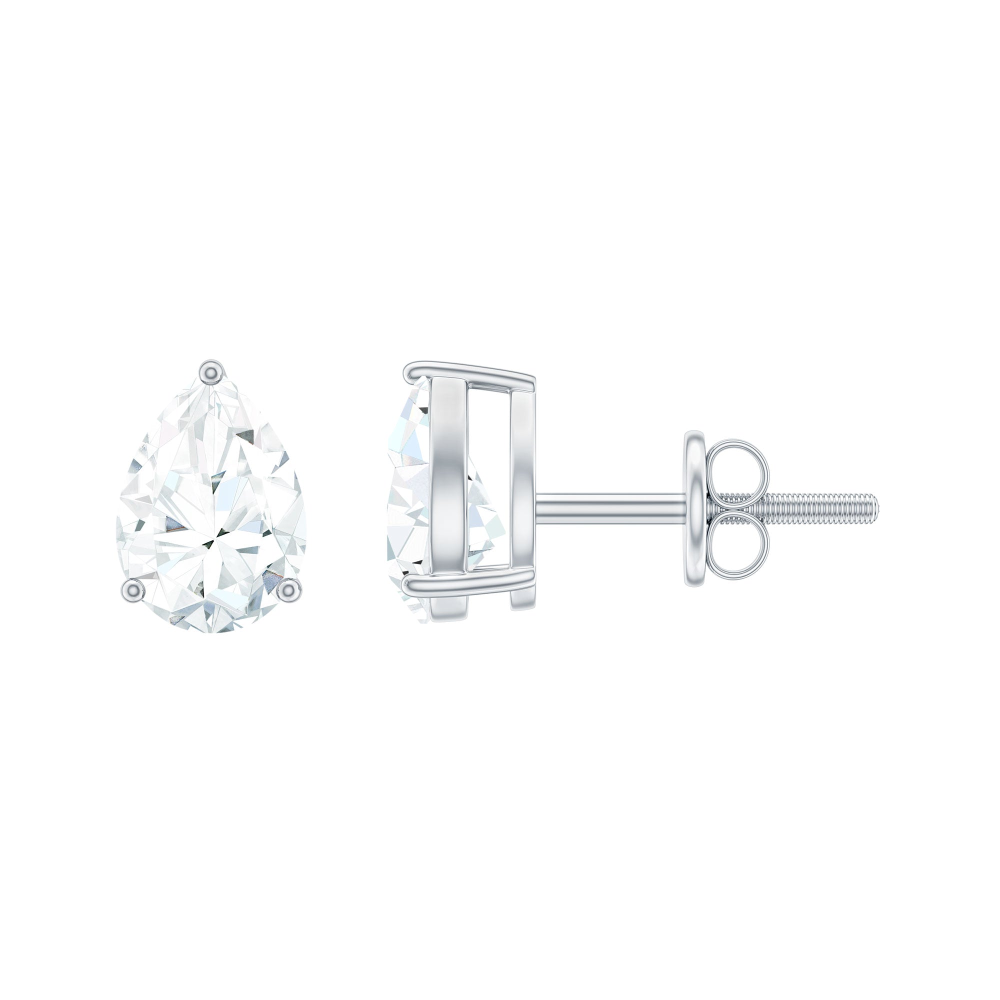 1.5 Carat Pear Cut Moissanite Teardrop Stud Earrings