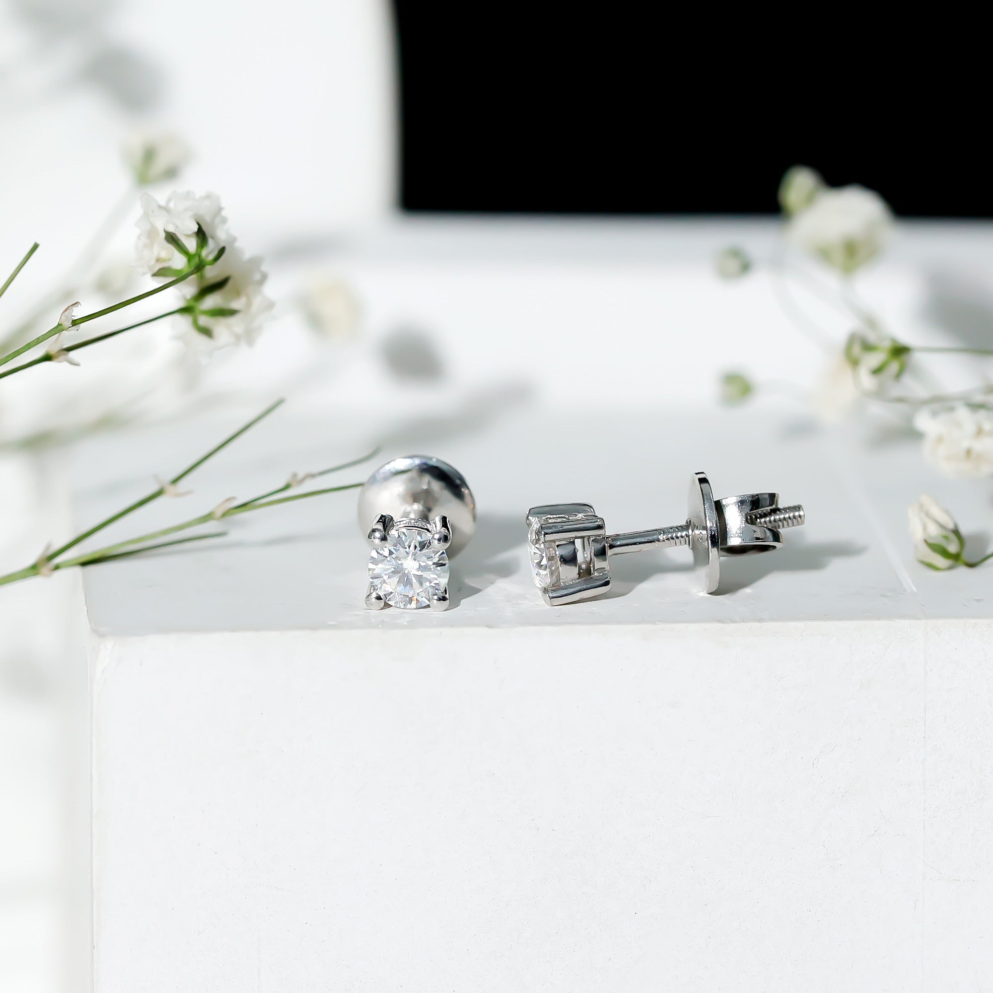 Sterling Silver Moissanite Half Carat Stud Earring