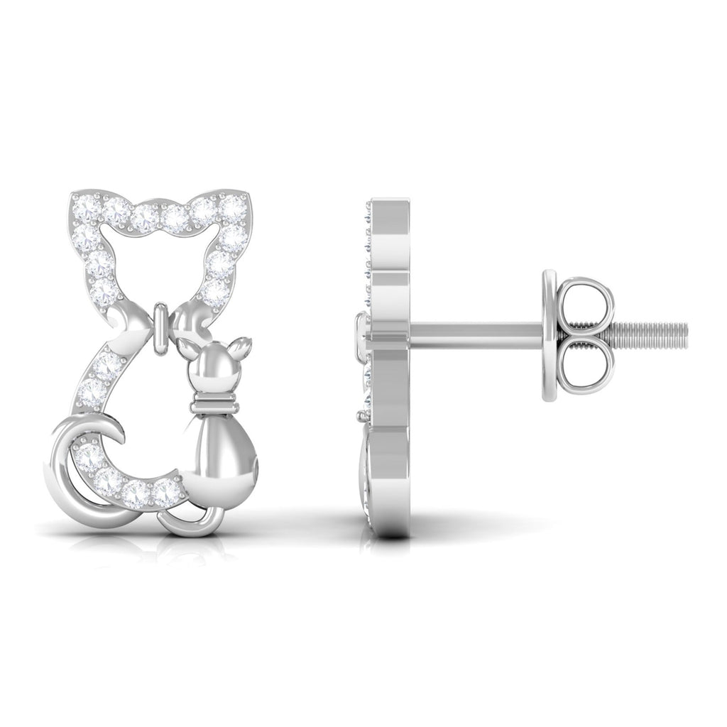 Certified Diamond Cat Stud Earrings