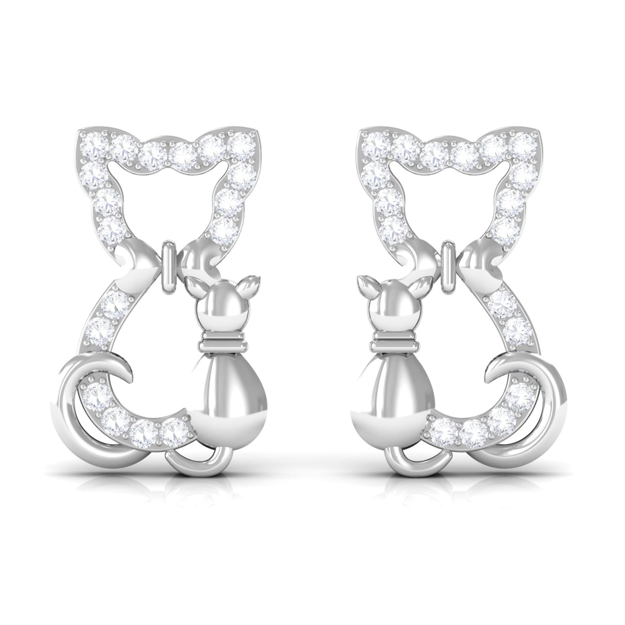 Certified Diamond Cat Stud Earrings