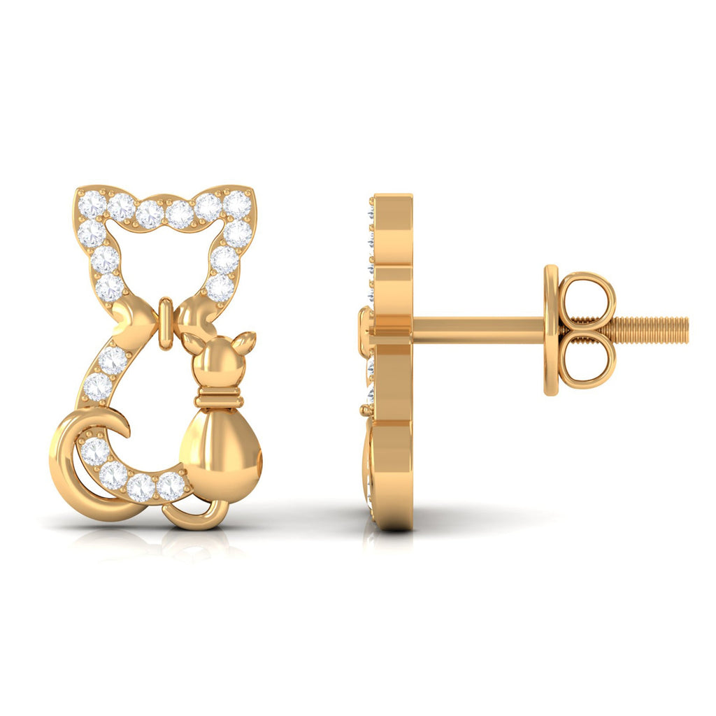 Certified Diamond Cat Stud Earrings