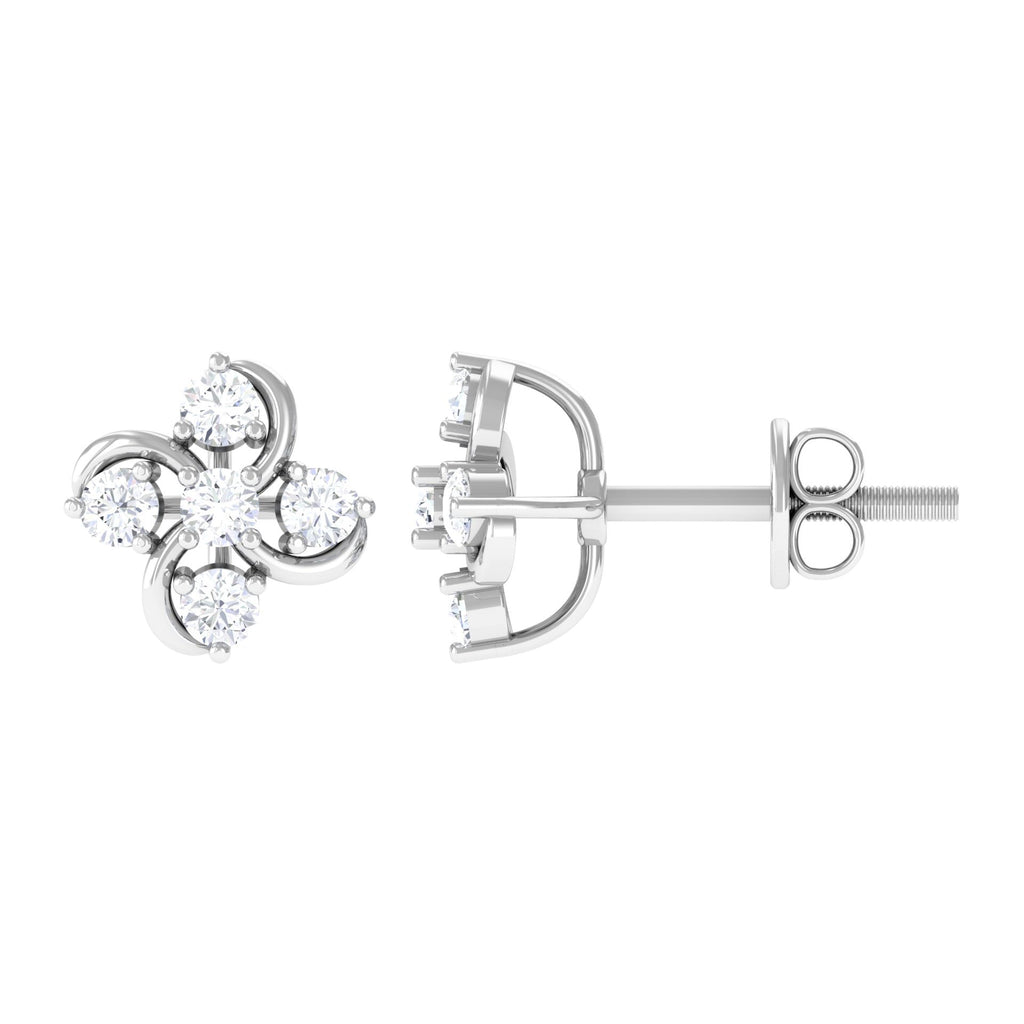 Diamond Flower Cluster Earrings For Women