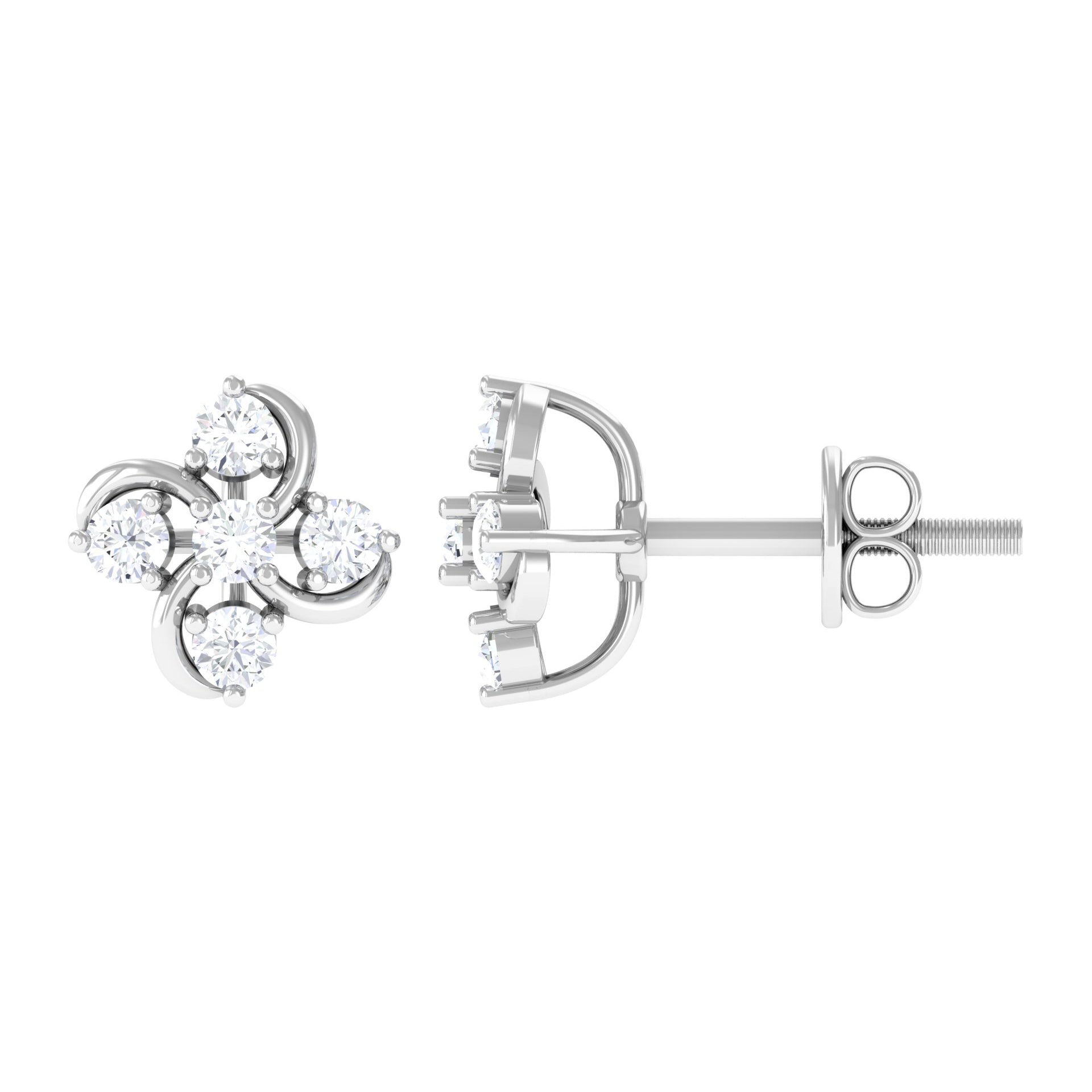 Diamond Flower Cluster Earrings For Women
