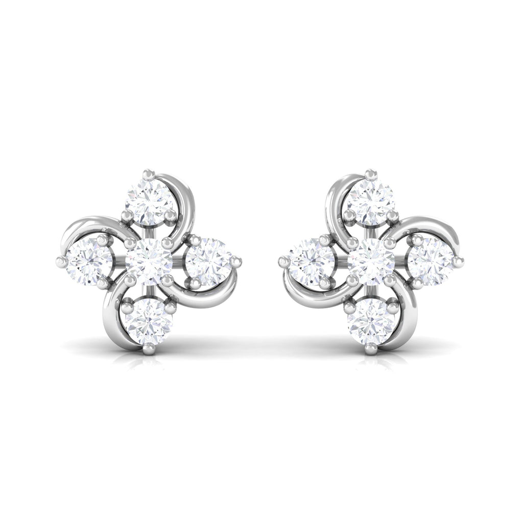 Diamond Flower Cluster Earrings For Women
