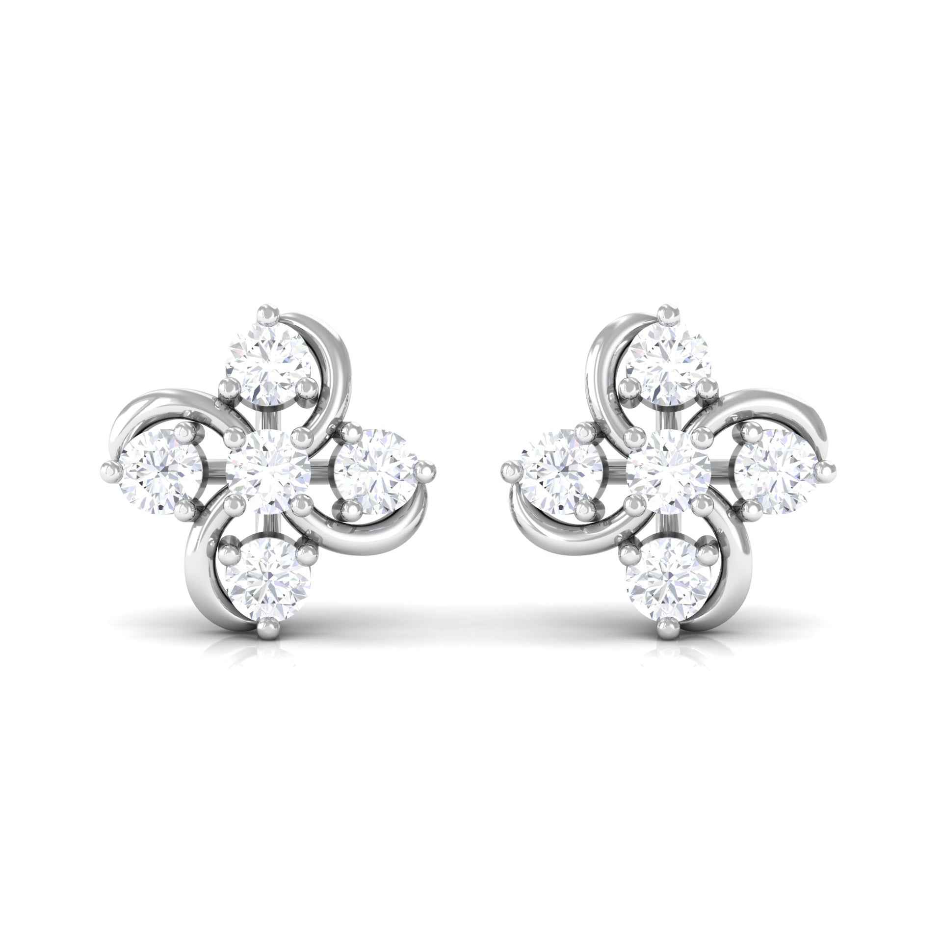 Diamond Flower Cluster Earrings For Women