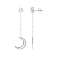 Certified Diamond Star and Moon Chain Earrings
