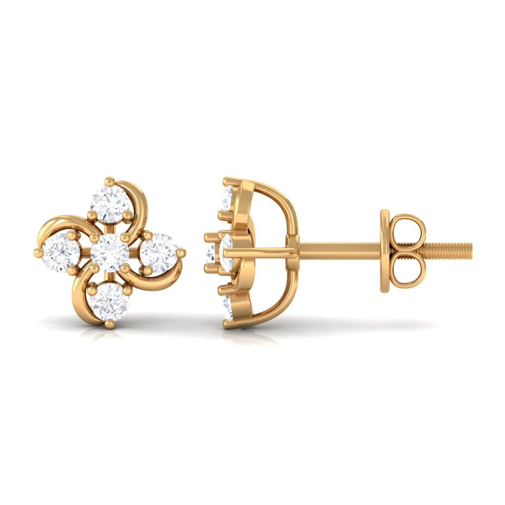Diamond Flower Cluster Earrings For Women
