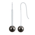 Genuine 15 CT Tahitian Black Pearl and Diamond Dangle Drop Earrings
