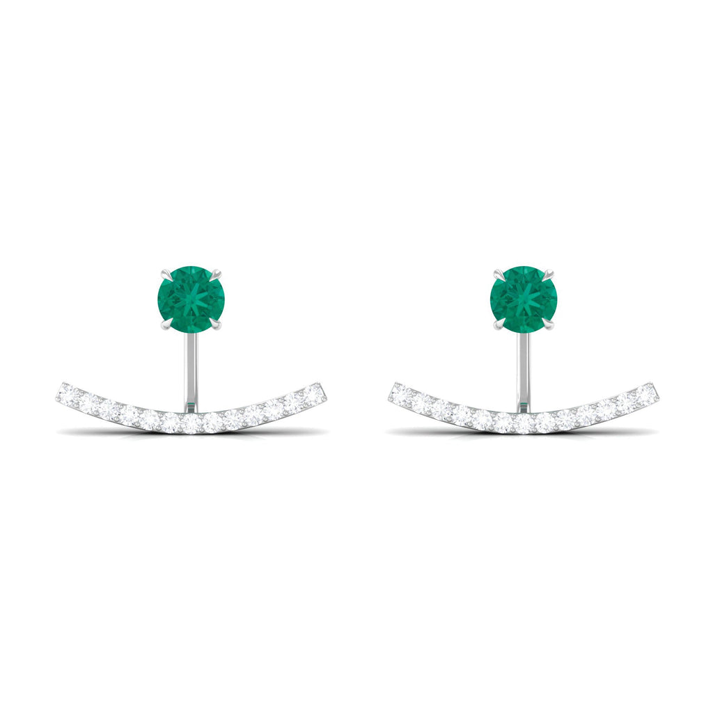 1 CT Classic Emerald and Diamond Jacket Earrings