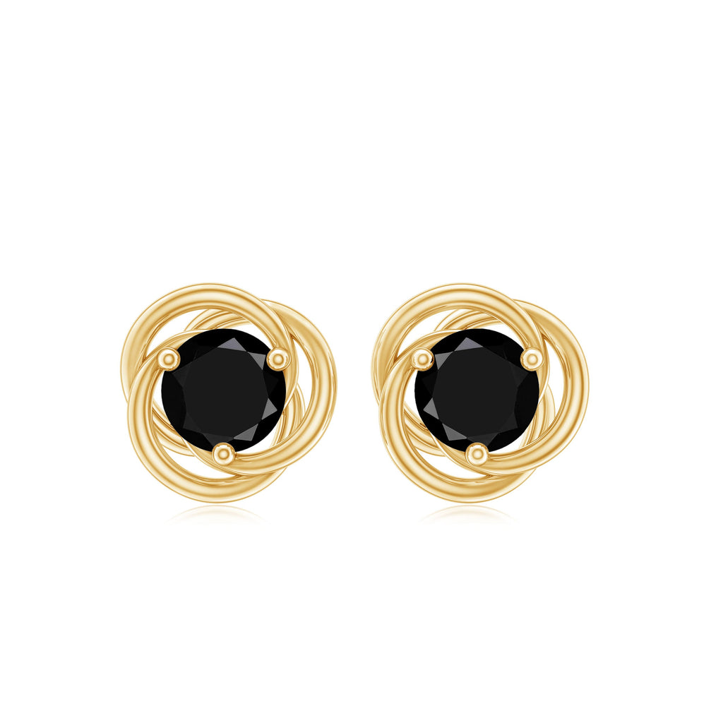 0.9 Carat Solitaire Black Onyx Swirl Stud Earrings