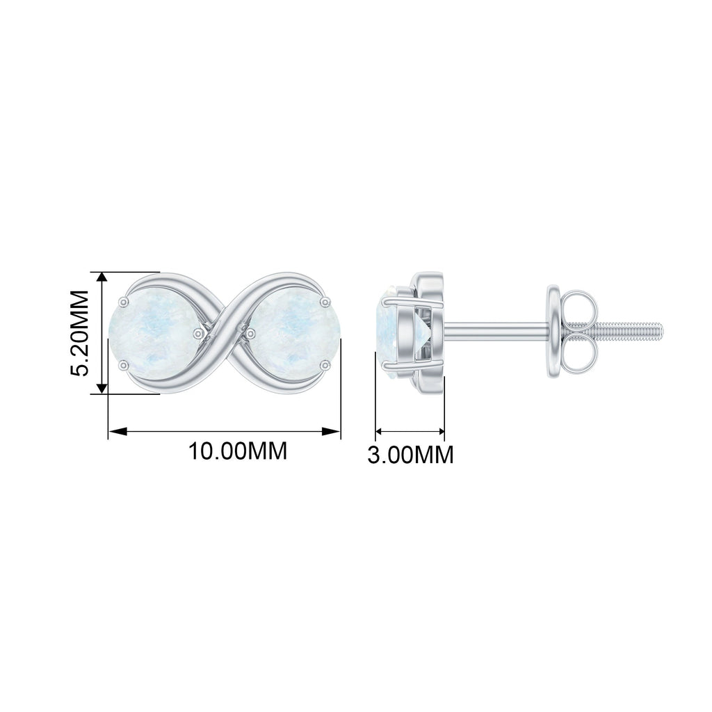 1.50 CT Simple Moonstone Two Stone Infinity Stud Earrings