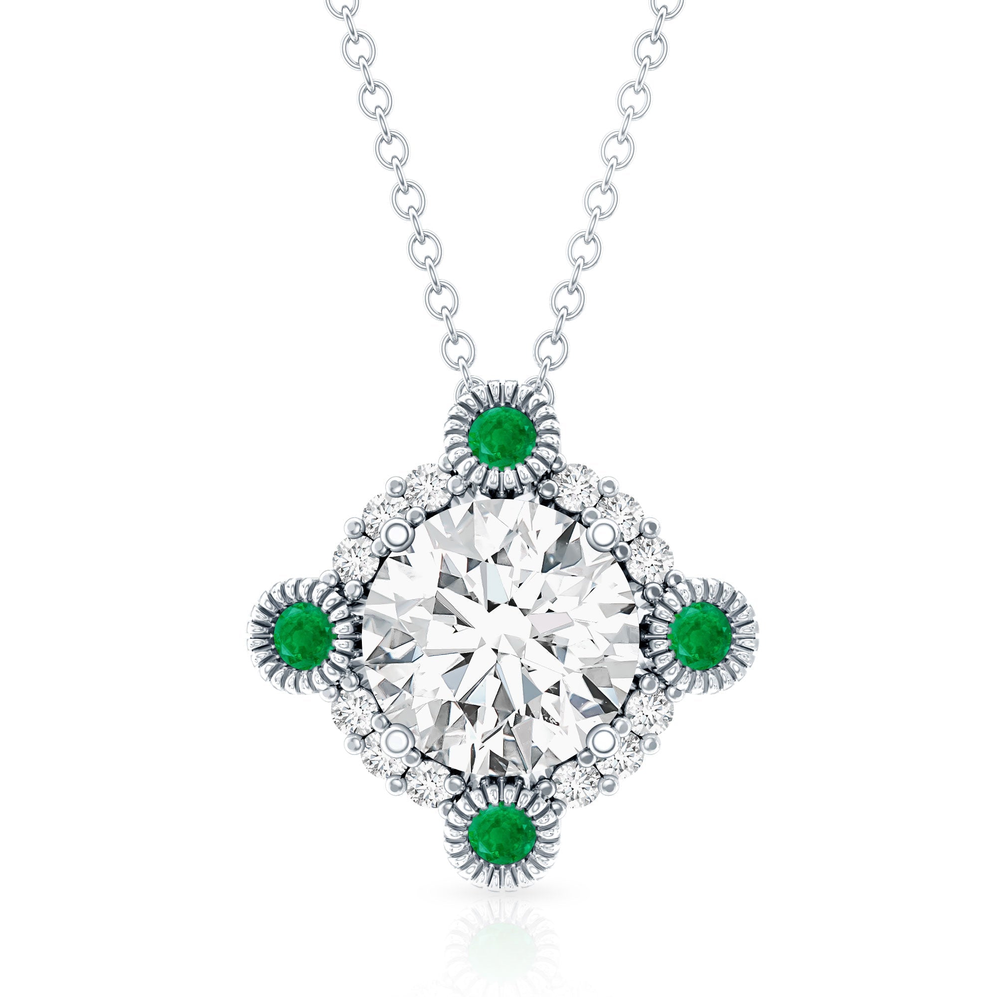 Lab Grown Diamond Bridal Necklace With Emerald