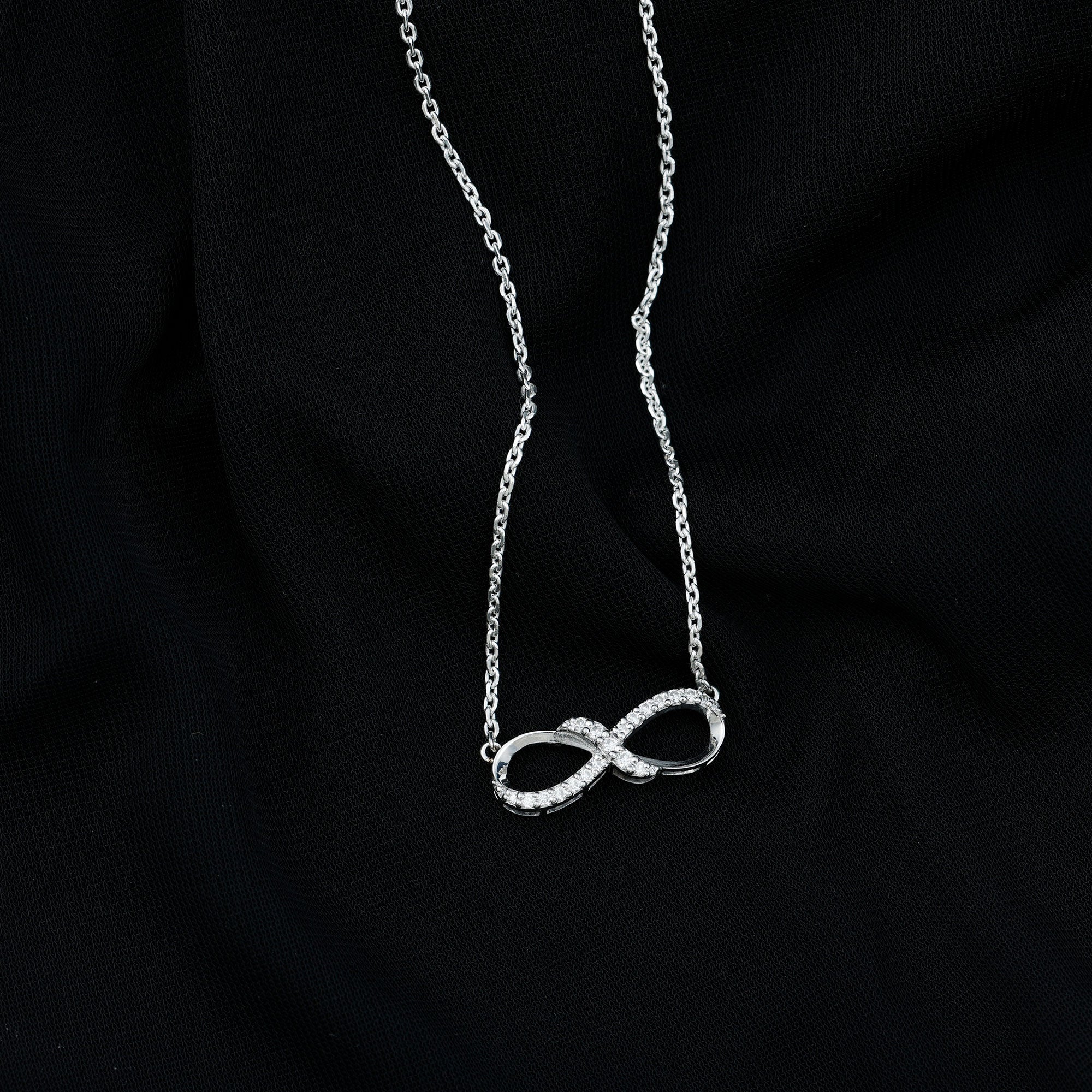 Lab Grown Diamond Infinity Knot Necklace with Accent