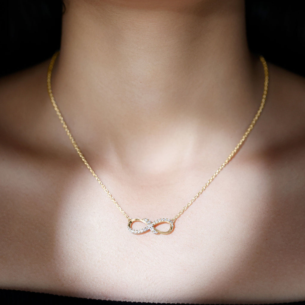 Lab Grown Diamond Infinity Knot Necklace with Accent
