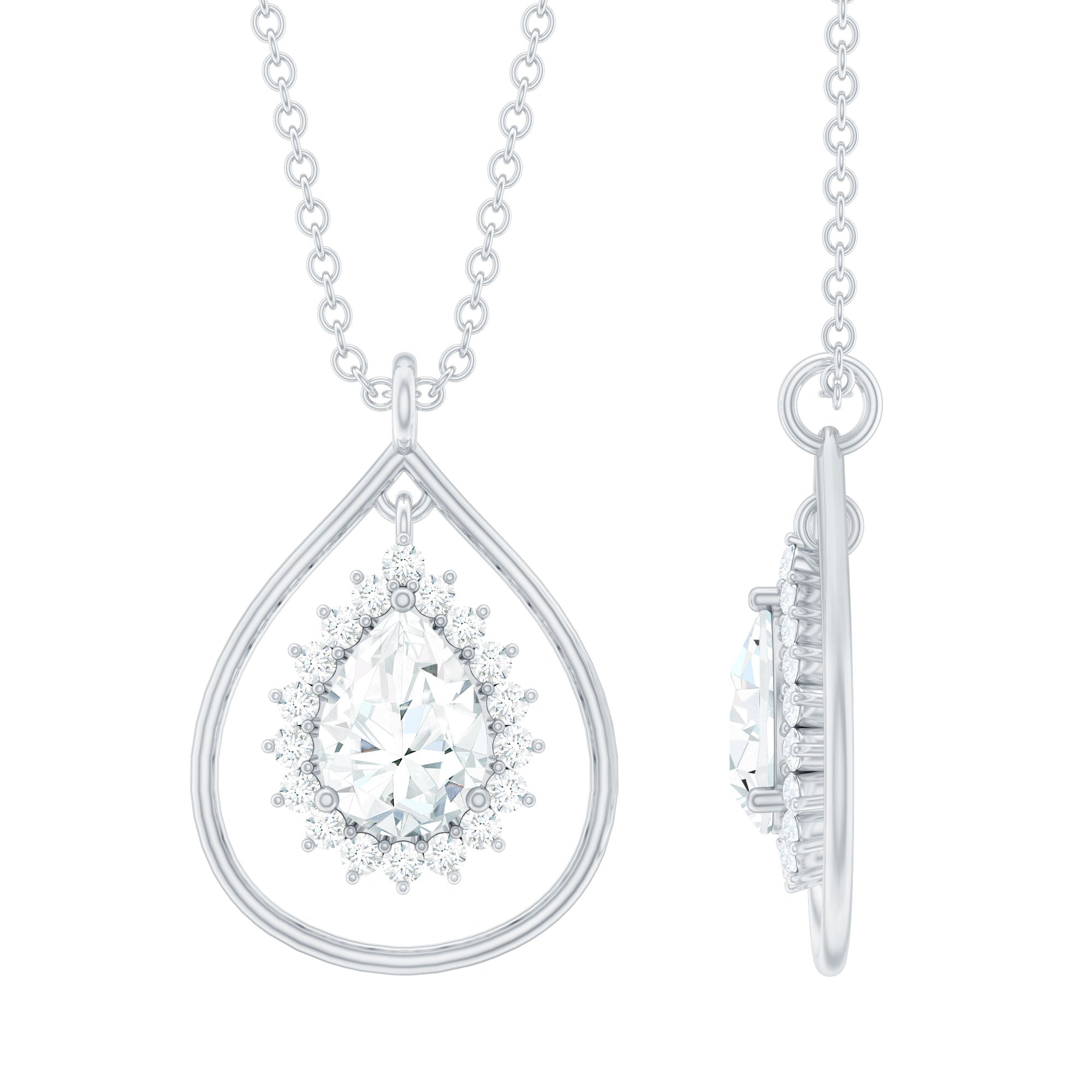 Certified 0.7 Carat Moissanite Teardrop Pendant Necklace