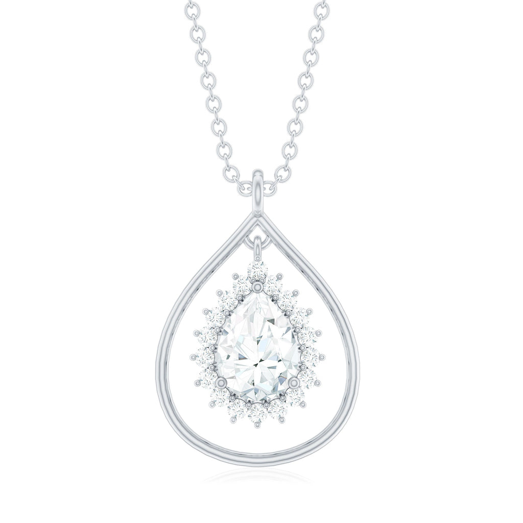 Certified 0.7 Carat Moissanite Teardrop Pendant Necklace