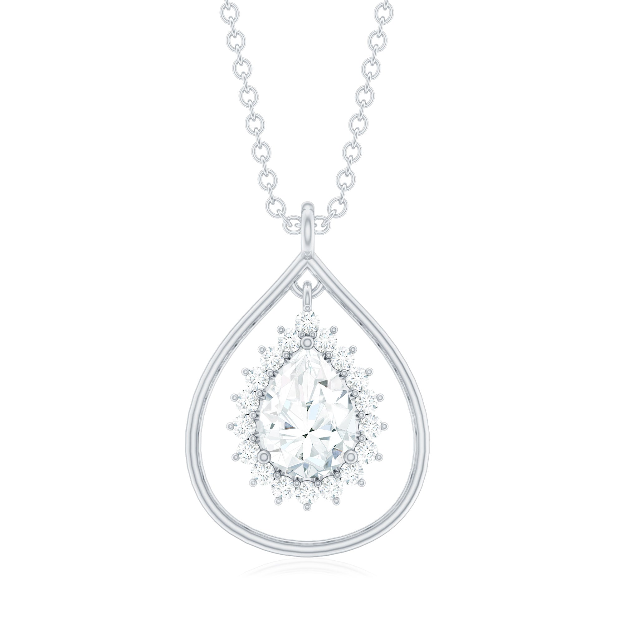 Certified 0.7 Carat Moissanite Teardrop Pendant Necklace