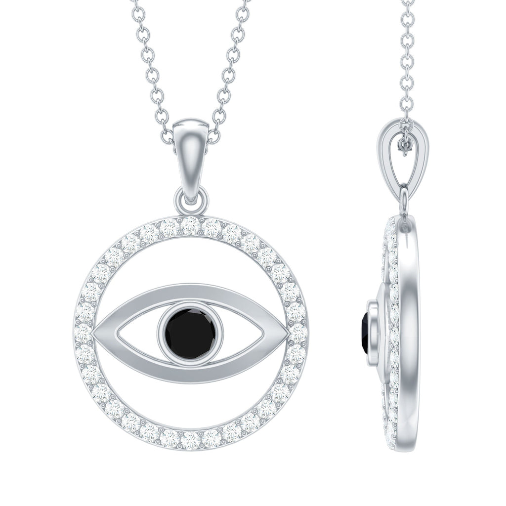 Black Spinel Evil Eye Pendant with Diamond Eternity