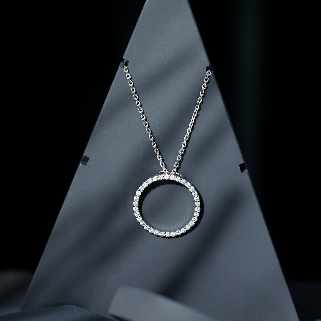 Certified Moissanite Eternity Circle Necklace with Chain