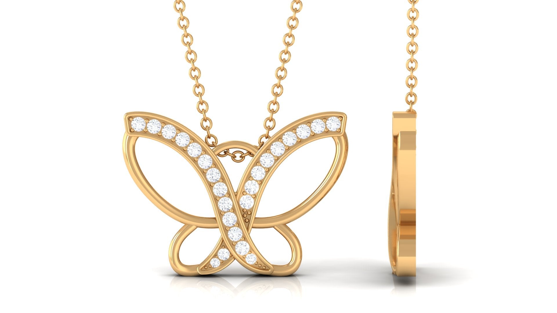 Diamond Butterfly Pendant Necklace For Women