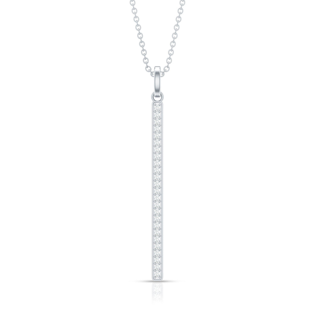 Round Cut Diamond Bar Necklace For Women