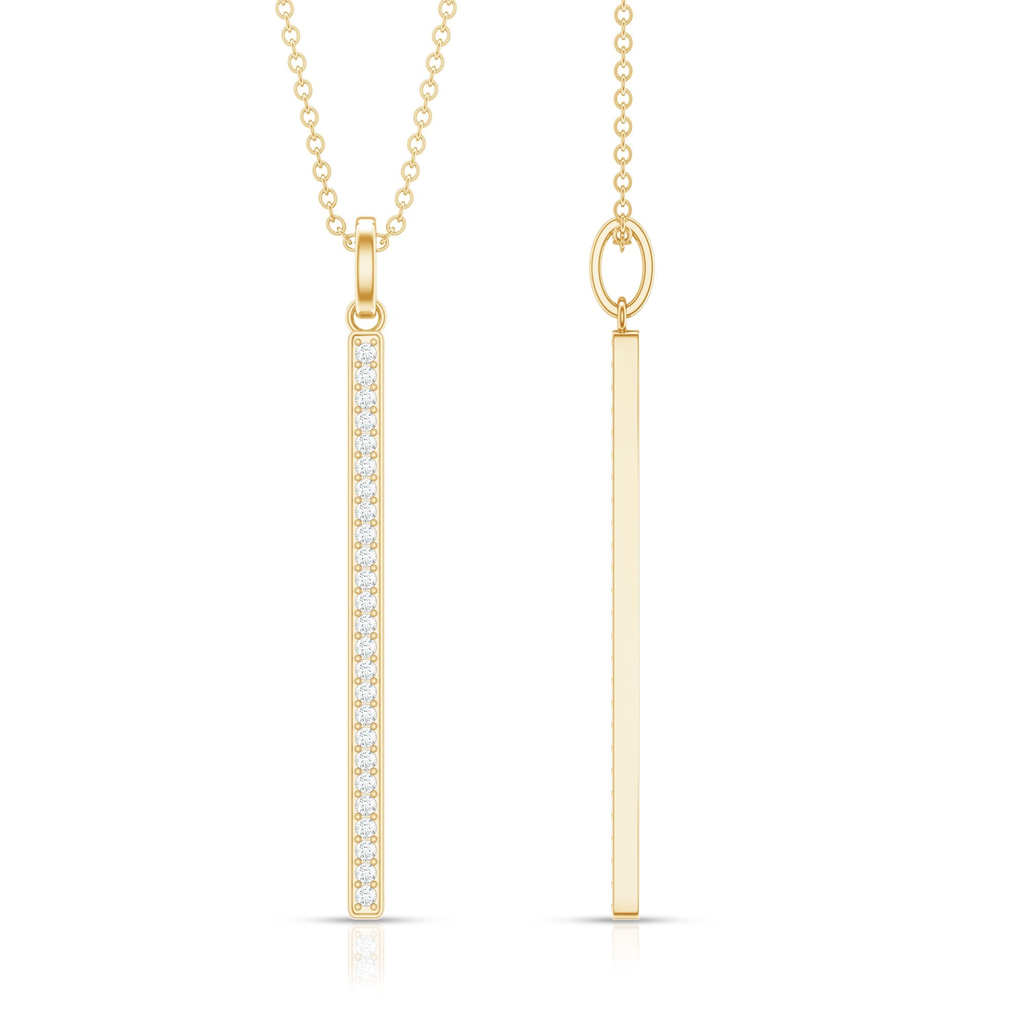 Round Cut Diamond Bar Necklace For Women