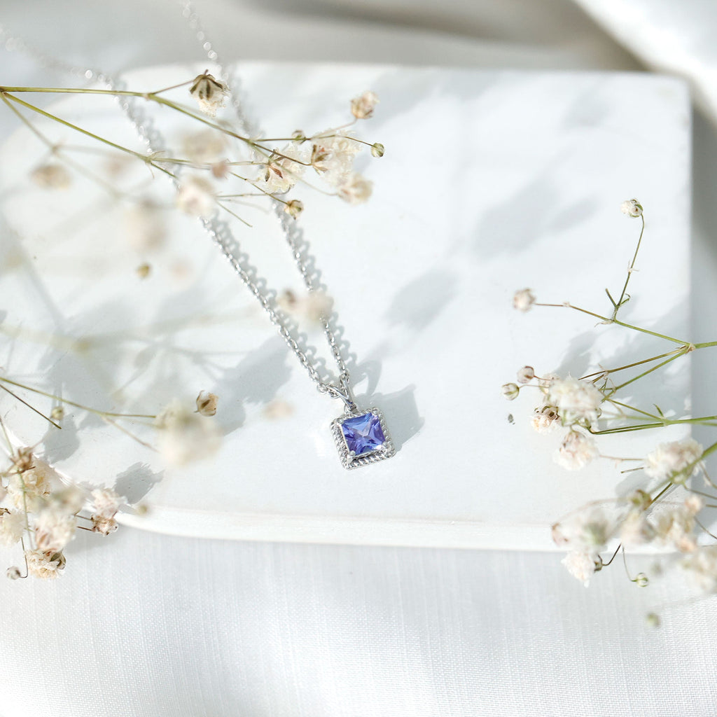 Genuine 0.7 Carat Tanzanite Solitaire Necklace With Silver Chain
