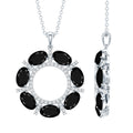 Oval Cut Black Spinel Eternity Pendant with Moissanite