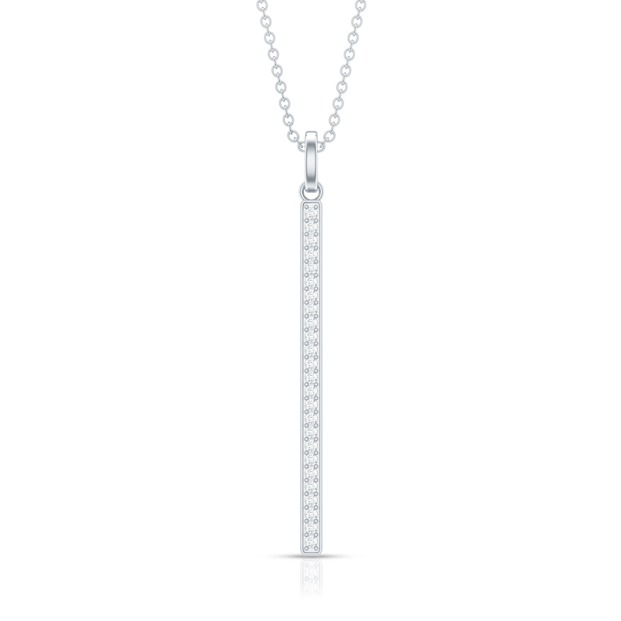 Round Cut Diamond Bar Necklace For Women
